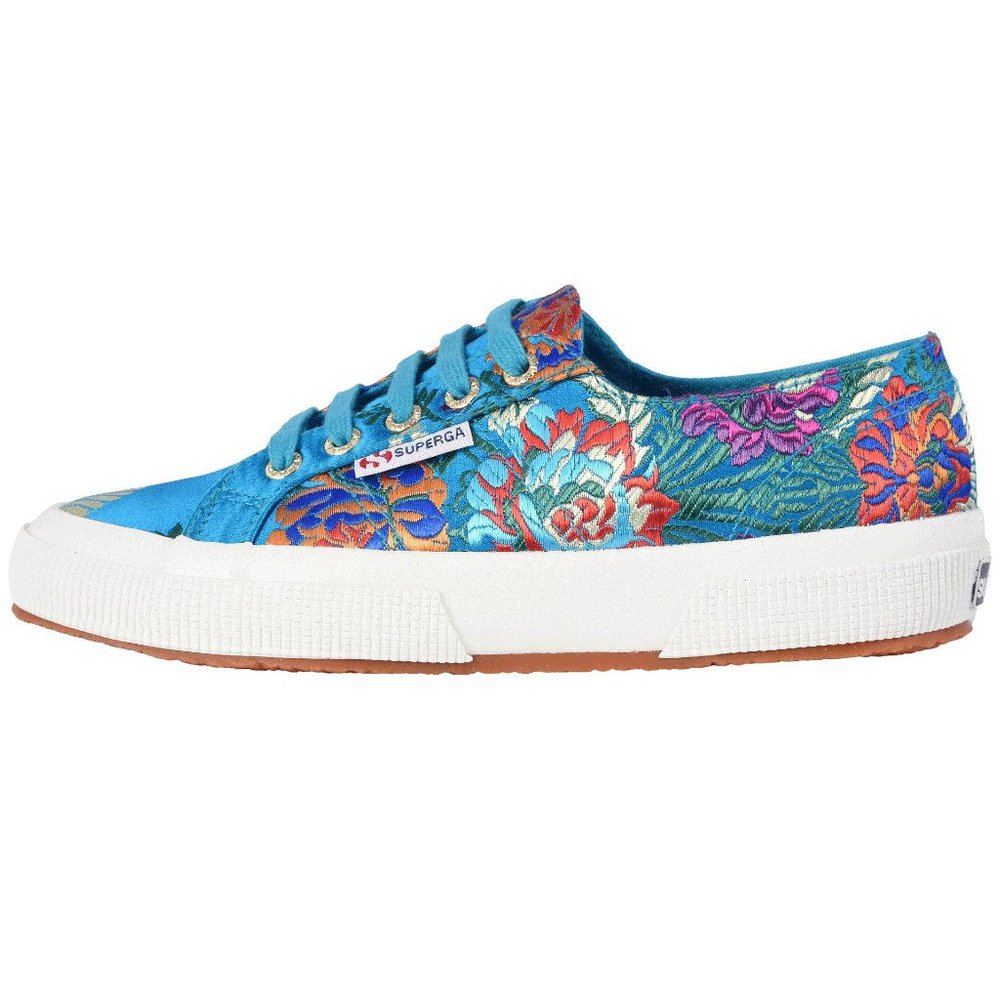 Superga 2750 Korelaw satin turquoise blue embroidered sneakers